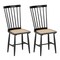 Farmhouse Solid Rubberwood Dining Chairs Set of 2 with PE Rattan Seats